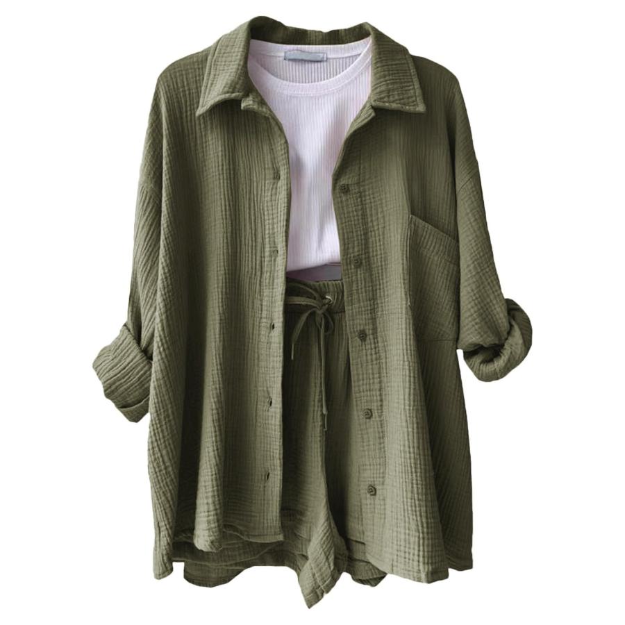 【並行輸入品】Generic Vacation Outfits For Women Two Piece Linen Sets For Wome