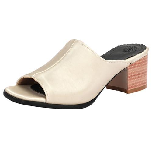 【並行輸入品】Diuniarza Low Mid Block Heel Mules Slip On Peep Toe Slippers Opeの画像
