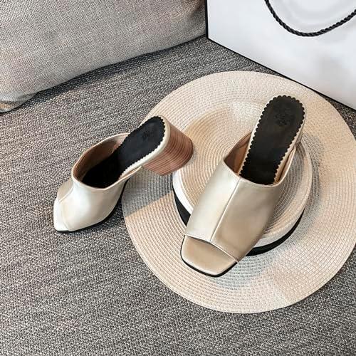 【並行輸入品】Diuniarza Low Mid Block Heel Mules Slip On Peep Toe Slippers Opeの画像