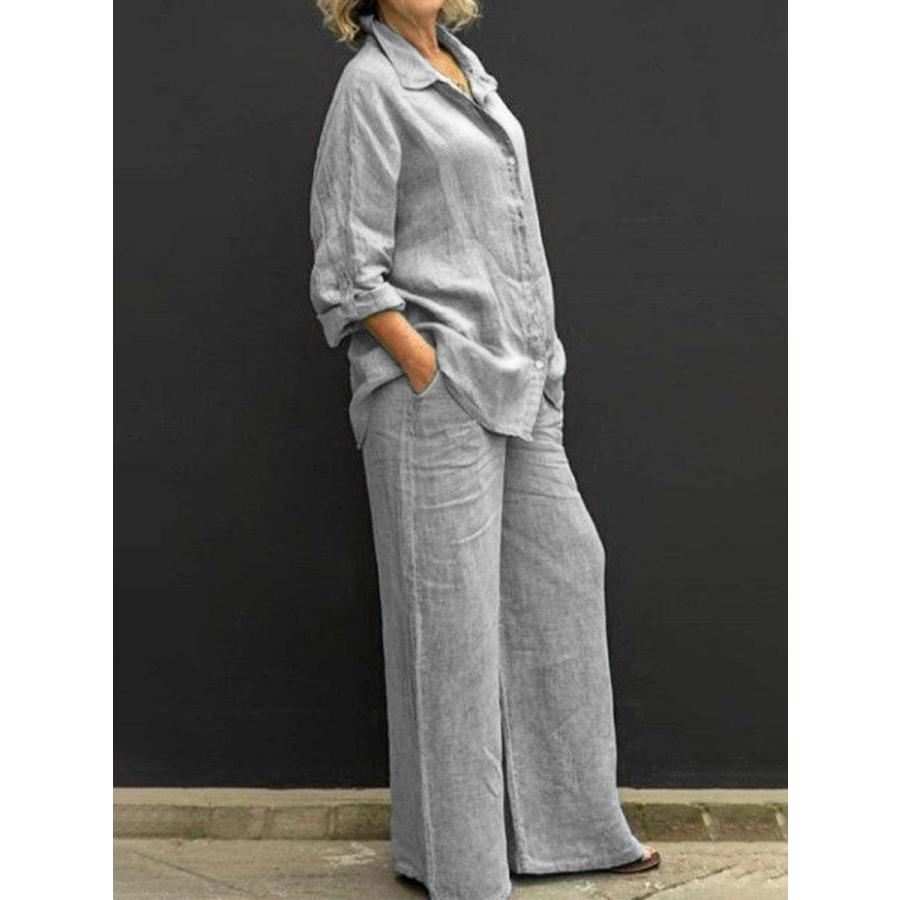 【並行輸入品】Women 2 Piece Pantsuit Cotton Linen Plus Size Outfit Sets Long S