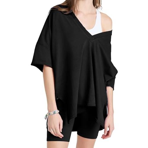 【並行輸入品】LTSCNRM 2 Piece Outfits for Women Reversible Oversized T Shirt B