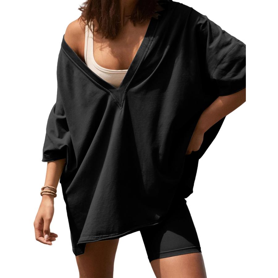 【並行輸入品】LTSCNRM 2 Piece Outfits for Women Reversible Oversized T Shirt B