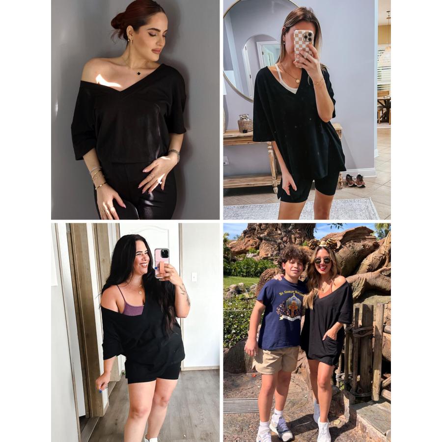 【並行輸入品】LTSCNRM 2 Piece Outfits for Women Reversible Oversized T Shirt B