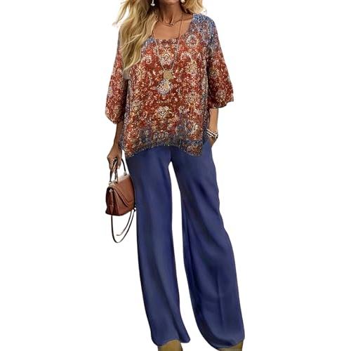 【並行輸入品】ZOCANIA Womens Boho Floral Tracksuit Summer 2 Piece Outfits V Ne