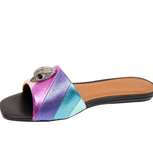 【並行輸入品】GORZADEUL Women's Flat Shoes Fashionable Metallic Eagle Toe Sand_1