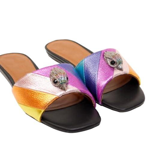 【並行輸入品】GORZADEUL Women's Flat Shoes Fashionable Metallic Eagle Toe Sand_4