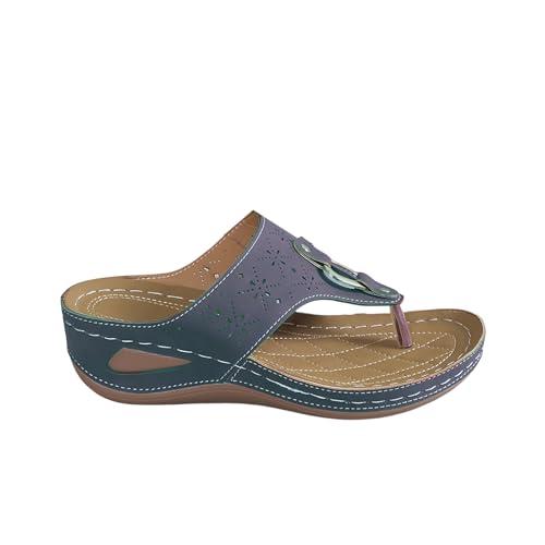 【並行輸入品】Toipkt Wedges Flip Flops for Women Bohemia Casual Beach Platformの画像