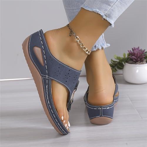 【並行輸入品】Toipkt Wedges Flip Flops for Women Bohemia Casual Beach Platformの画像