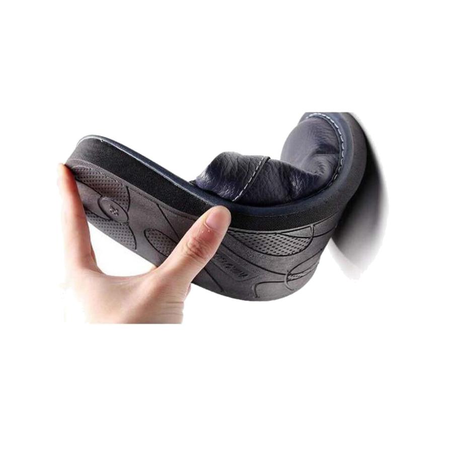 【並行輸入品】Footrue Men's Genuine Leather Slippers Minimalist House Slip onの画像