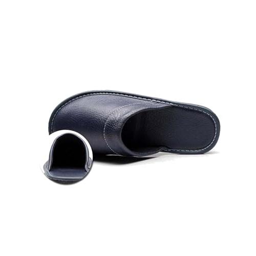 【並行輸入品】Footrue Men's Genuine Leather Slippers Minimalist House Slip onの画像