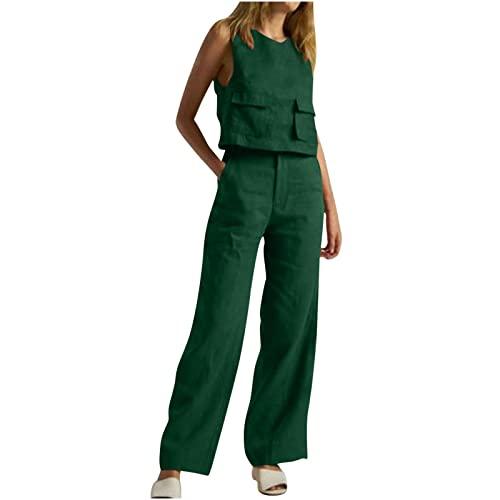 【並行輸入品】Generic Lounge two piece Outfits for Women Cotton and Linen Set