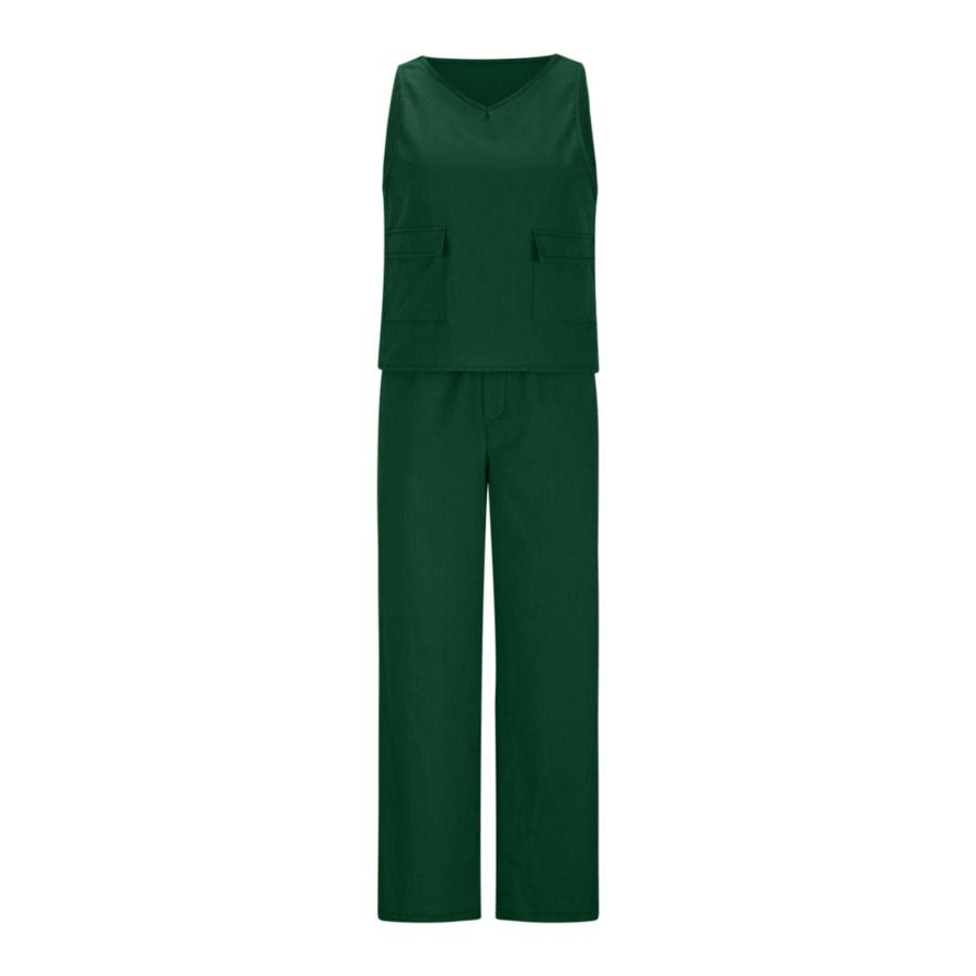 【並行輸入品】Generic Lounge two piece Outfits for Women Cotton and Linen Set