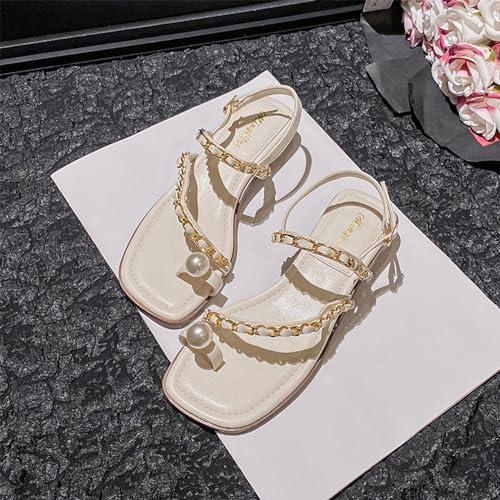 【並行輸入品】Crepuscute Women's Pearl Rhinestone Toe Ring Sandals Bohemia Fasの画像