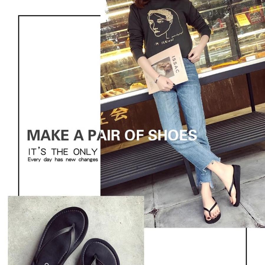 【並行輸入品】AMMTY Wedges Flip Flop Sandals PU Beach Vacation Sandal's Non slの画像