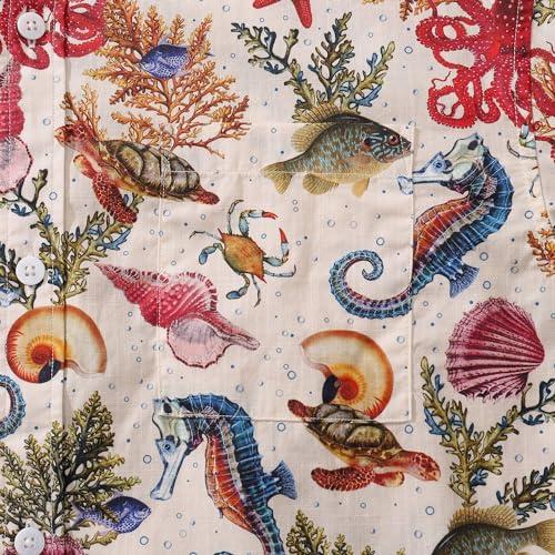 【並行輸入品】Generic Yiume Hawaiian Shirt for Men Marine Life Seahorse Octopu_7