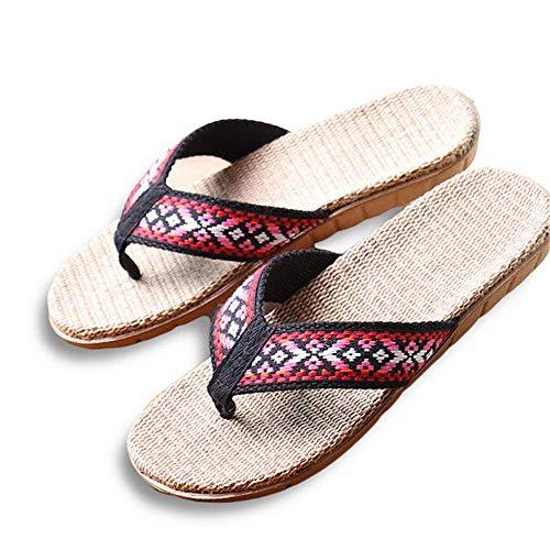 【並行輸入品】slippers Flip Flops, Linen Women Slippers,Lattice Fabric,Flat Noの画像