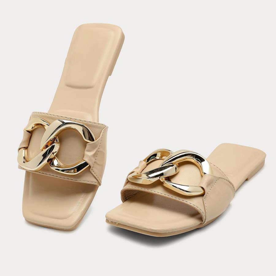 【並行輸入品】Sobymy Women's Flat Sandals Fashion Square Open Toe Slides With_3