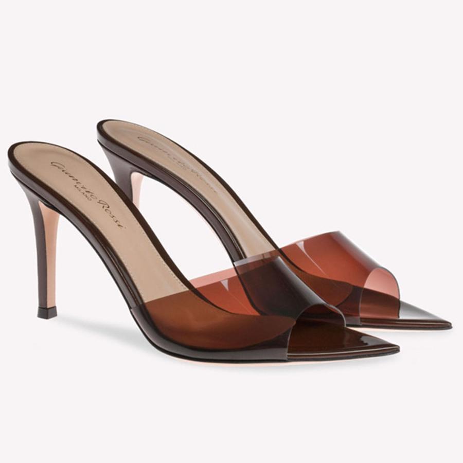 【並行輸入品】bbruriy Womens Open Toe Heeled Sandals Slippers PVC transparentの画像
