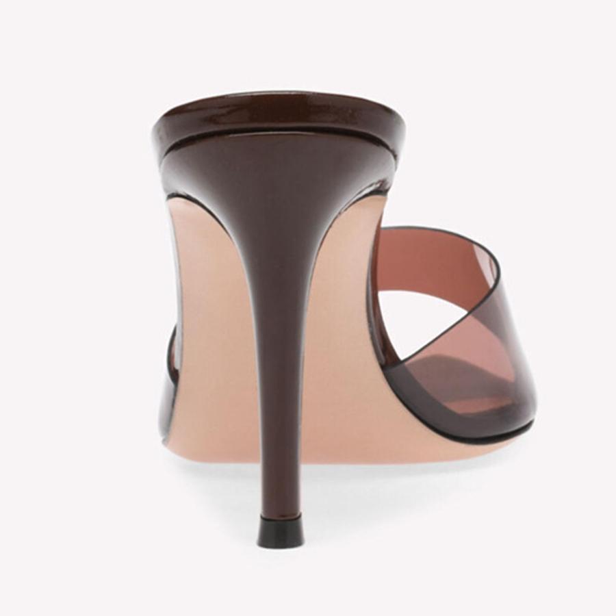 【並行輸入品】bbruriy Womens Open Toe Heeled Sandals Slippers PVC transparentの画像