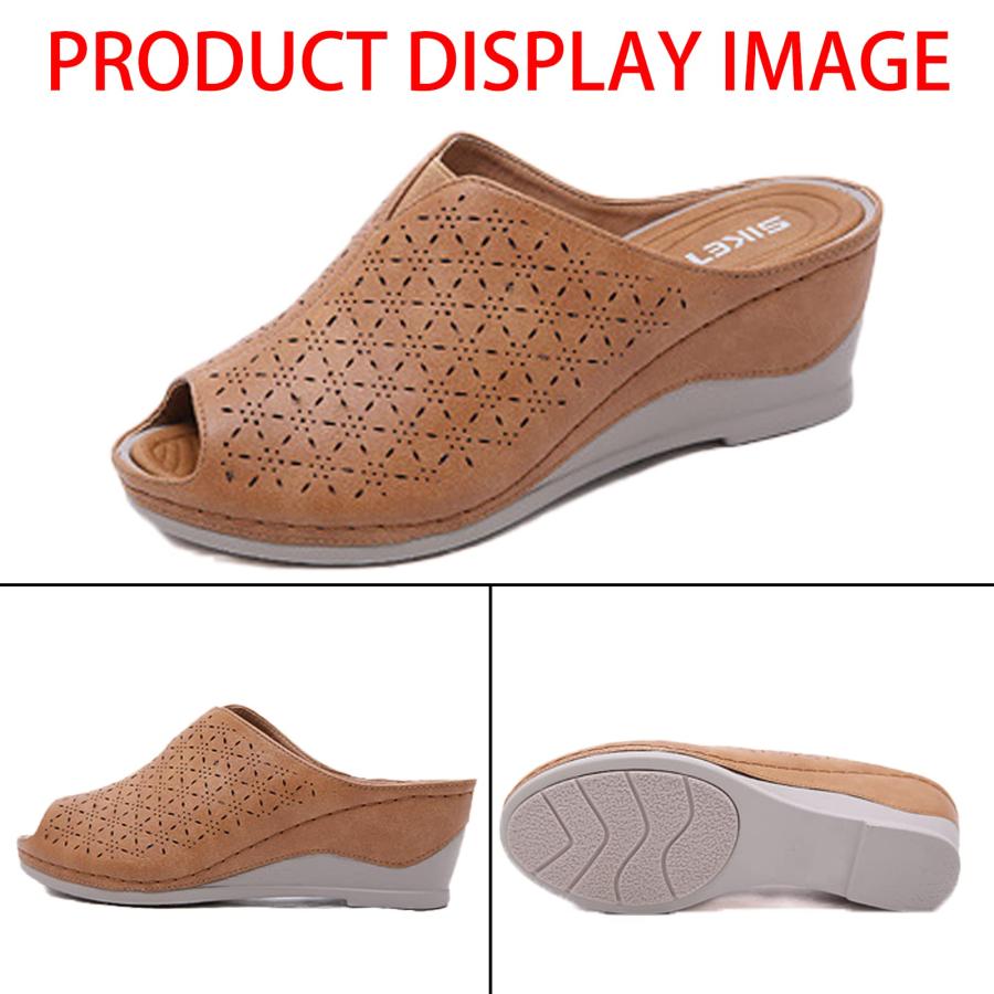 【並行輸入品】IKOFLYE Women's Vintage Stitching Open Toe Fish Mouth Orthopedicの画像