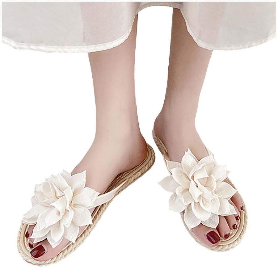 【並行輸入品】Women's Dressy Flip Flops Big Flower Strappy Flat Thong Sandalsの画像