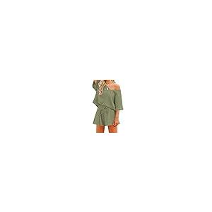 【並行輸入品】Women's 2 Piece Outfits Cotton Linen Set Casual Tracksuit V Neck