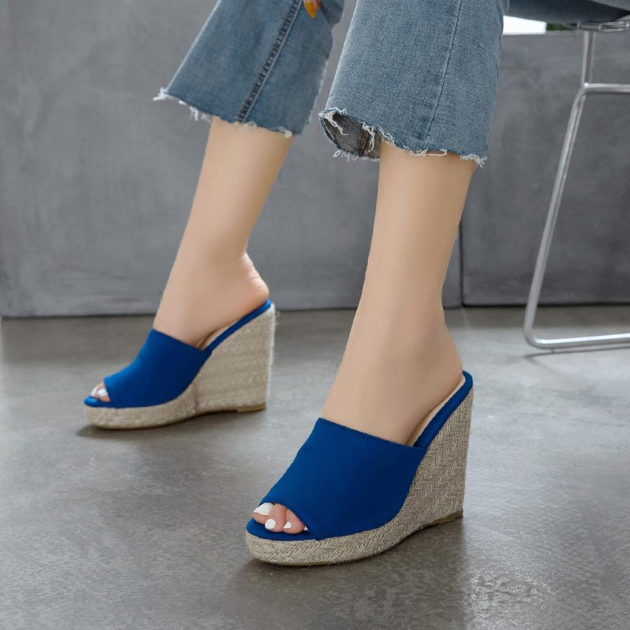 【並行輸入品】Gicoiz Espadrilles Platform Wedges Women Peep Toe Mule Slippersの画像