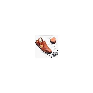【並行輸入品】Sandals Men's Casual Closed Toe Leather Handmade Sandals Summerの画像