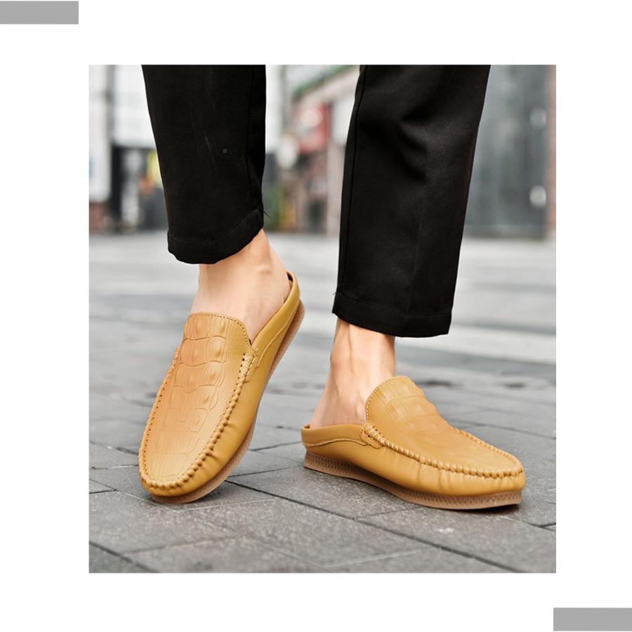 【並行輸入品】Men's Wrinkled Leather Pattern Handmade Mules Clog Slippers Clasの画像