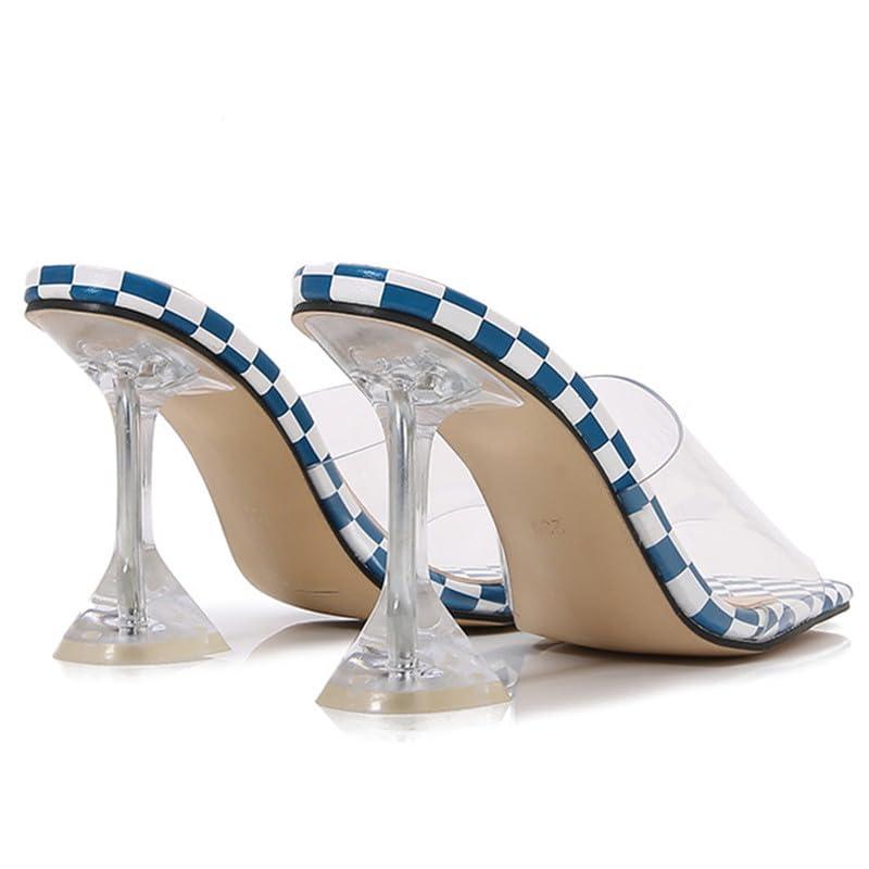 【並行輸入品】F\u0026A LOVING Clear Heeled Sandals for Women Open Square Toe Stiletの画像