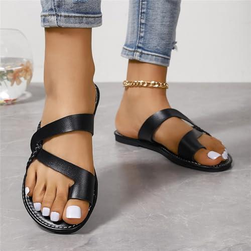 【並行輸入品】snOSUok Women's Summer Toe Set Flat Heel Strap Large Cool Slippeの画像