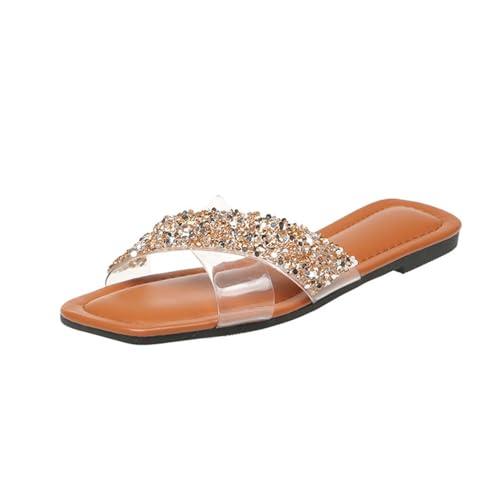 【並行輸入品】Binmer Women Rhinestone Flat Sandals Open Toe Slippers Shoes 202の画像