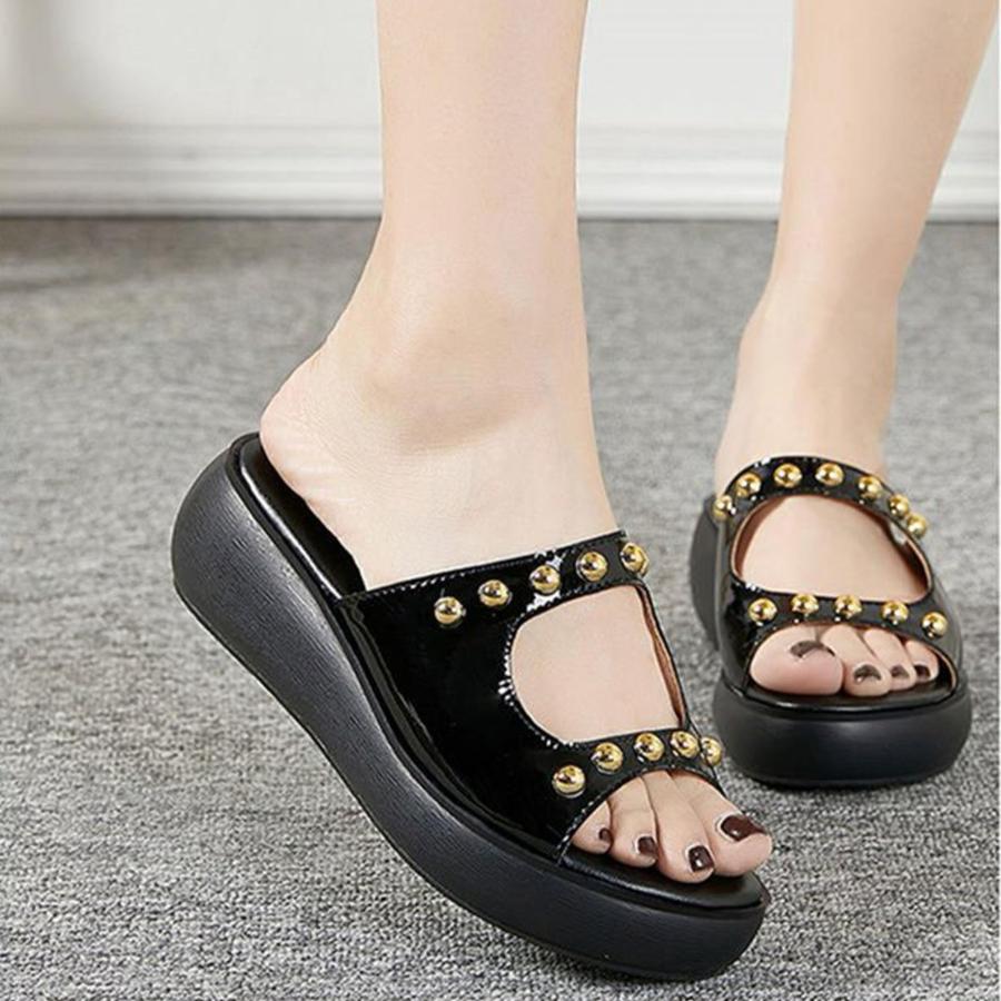【並行輸入品】BOHENAILV Wedge Sandals Women Hollow Open Toe Platform Sandals Wの画像