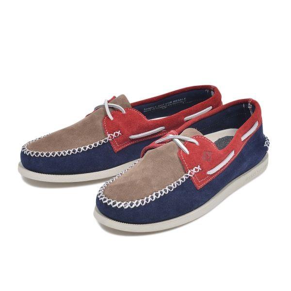 SPERRY TOPSIDER スペリートップサイダー A/O 2-EYE WEDGE SUEDE(W) オーセンティック・オリジナル ウェッジ スウェード STS13164　NAVY/RED｜abc-martnet