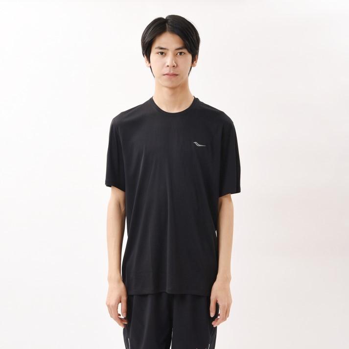 Sauconyアパレル サッカニー M STOPWATCH SHORT SLEEVE ランニングシャツ SAM800212-BK　BLACK｜abc-martnet