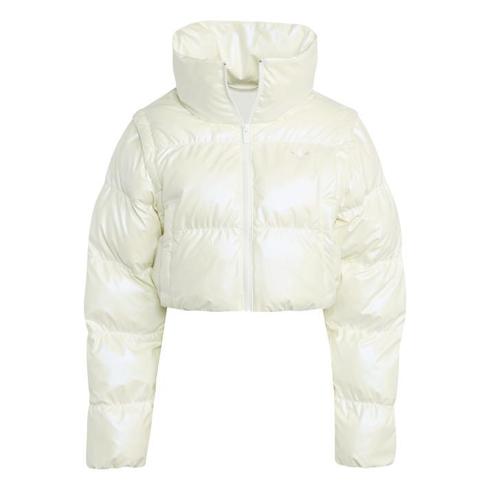 user_f0e2a791 adidas FW25 GLOSSY PUFFER CROP (JX2988 BLACK) (adidas/ダウン