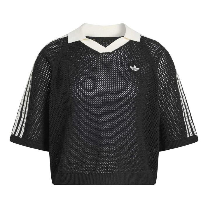 NODU ケーブル編みショートスリーブポロシャツ L ブラック NODU ケーブル編みショートスリーブポロシャツ L ブラック NODU