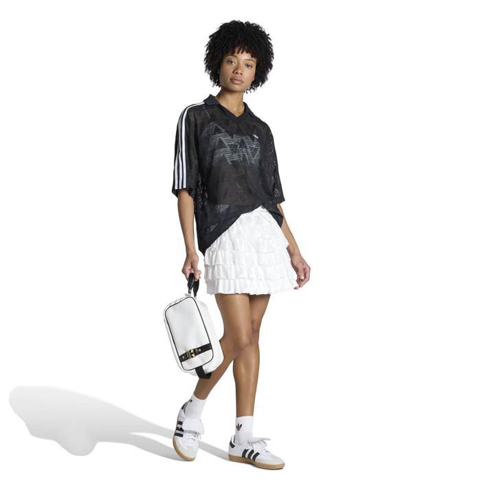 韓国adidas 日本未発売フリルスカート ストライプ ホワイト　レア　M 韓国adidas 日本未発売フリルスカート ストライプ ホワイト レア M