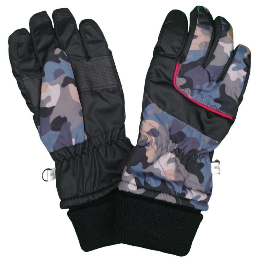 男の子キッズ 迷彩柄 スキーグローブ 五本指手袋 手袋 グローブ 雪遊び 男児 子供用 16cmcm 17cmcm | 