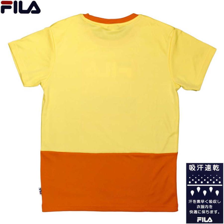 ジュニア FILA（フィラ） 吸汗速乾 トップス半袖 スポーツ Tシャツ ロゴT 配色切替 女の子 子供用 イエロー(全2色)140cm 150cm 160cm｜abc-pia｜03