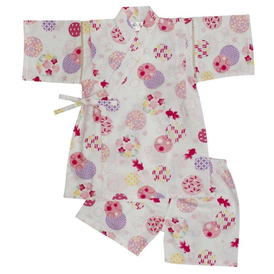 メール便 送料無料 甚平 子供 女の子 じんべい 日本製 生地 キッズ 綿100 上下