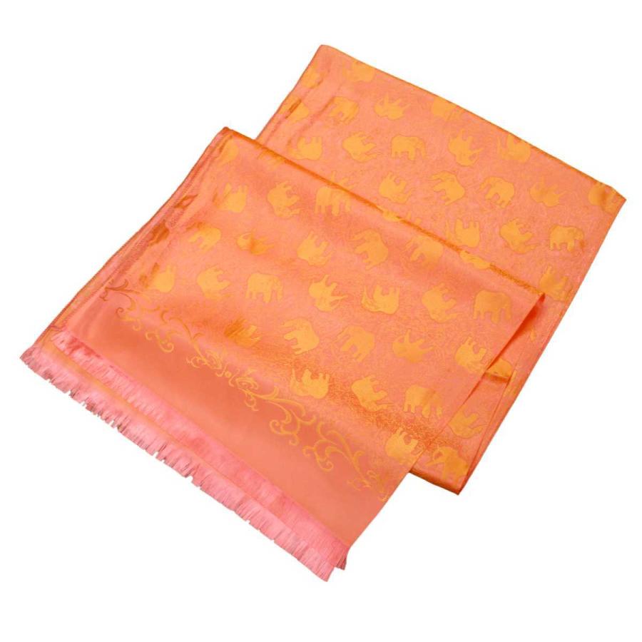 タイシルク　アンティーク　象　手織 タイ 象柄 デザイン タイシルク シルク100％ ストール 婦人用大判