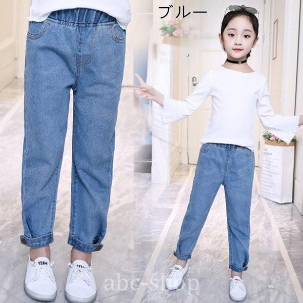 子供服女の子ズボンキッズボトムスジーンズ春秋おしゃれロングパンツ韓国子供服子供カジュアルデニムパンツジュニア服通学通園110 160cm Jsonic Ca