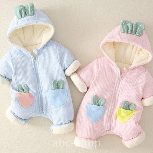 赤ちゃんベビー服防寒カバーオールロンパース厚手アウターフード付き防寒抜群冬着新生児冬用女の子男の子フワフワ韓国子供服新生児用全2色 Www Manica Co Mz