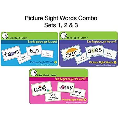 激安人気新品 Flashcards Words Sight Picture - Learn I Spell, I See, I Sets Comb 3 & 2 1, 知育玩具