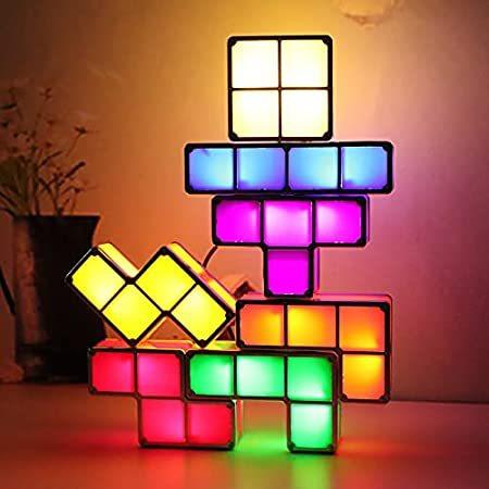 最新情報 LED AVEKI 積み重ね可能ナイトライト Tetris 7色 おもちゃ パズル マジックブロック DIY 3D IHインターロッキングデスクランプ ボードゲーム