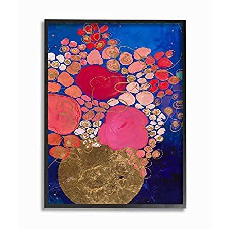 ビジネス用・プライベート用、送料無料で人気商品をお得にお届けStupell Industries 抽象的な奇抜な花の花瓶 ブルー ピンク ゴールド ウォールアート 16 x 20