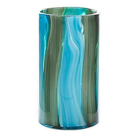 ビジネス用・プライベート用、送料無料で人気商品をお得にお届け大きなブルーシリンダーガラス花瓶 5.75x5.75x10.25