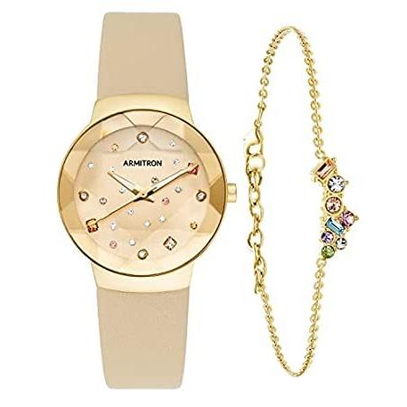 最愛 Genuine Women's Armitron Crystal Bracelet and Watch Strap Leather Accented 腕時計