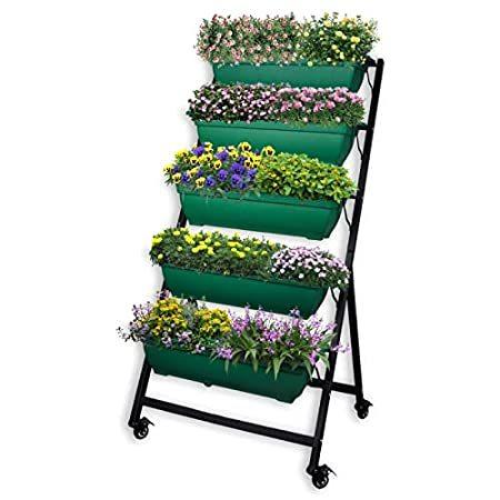 てなグッズや Tier 5 Bed Garden Raised Vertical 4FT Gnomiya Planter to , Wheels with Box 植木鉢